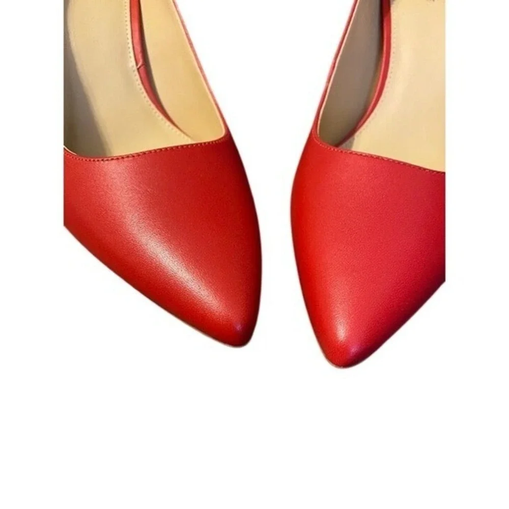 MICHAEL‎ KORS Red Leather Pointed Toe Stiletto Heel Pumps Women Shoes Size 7